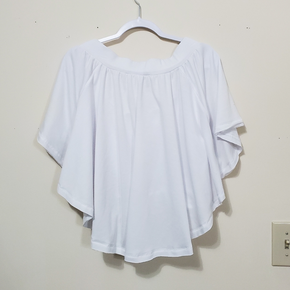 NWOT OOTDFash Flowy White Off Shoulder Top Large - Picture 4 of 4